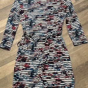 Ivanka Trump Multicolor Striped Long Sleeve Dress